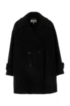 Chloé Wide Blue Double-breasted Coat In Black