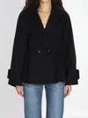Chloé Chloe Women Short Coat With Ruffles In Black
