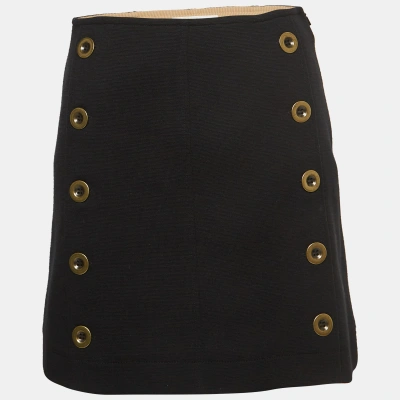 Pre-owned Chloé Black Wool Knit Button Detail Mini Skirt S