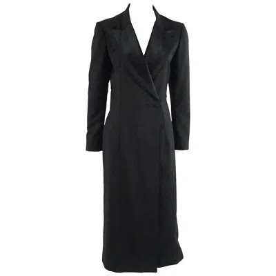 Pre-owned Chloé Chloe Black Wool Tuxedo Style Coat With Satin Collar - 38