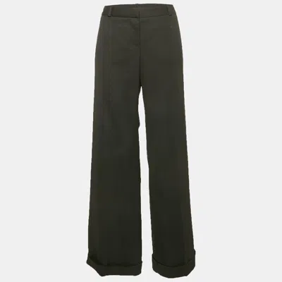 Pre-owned Chloé Black Wool Wide Leg Trousers L