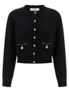 Chloé Cardigan En Maille De Laine Mérinos Et Cachemire À Médaillons Cheval In Black