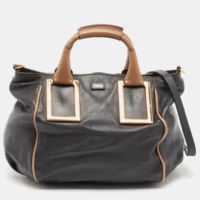 Pre-owned Chloé Black/beige Leather Medium Ethel Satchel
