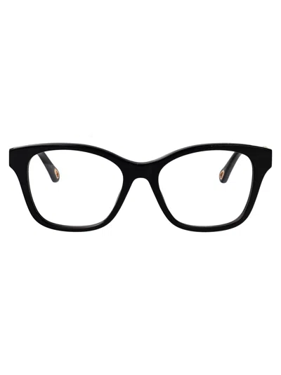 Chloé Black-black-transparent Recycled Acetate Glasses In Pattern