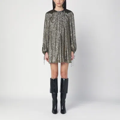 CHLOÉ BLACK/GOLD MINI DRESS IN LAMÉ BLEND