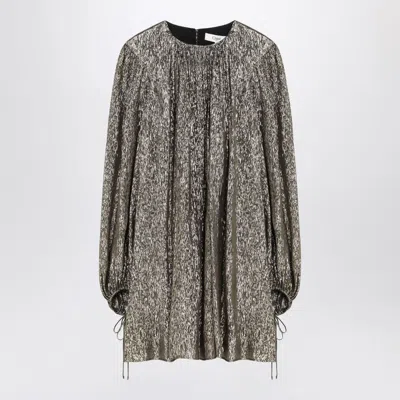 CHLOÉ BLACK/GOLD MINI DRESS IN LAMÉ BLEND