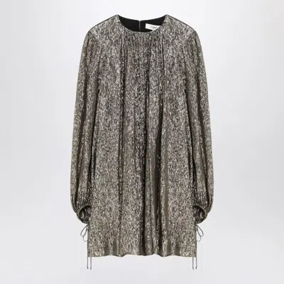 CHLOÉ CHLOÉ BLACK/GOLD MINI DRESS IN LAMÉ BLEND