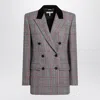 Chloé Black/white Checkered Wool Double-breasted Blazer