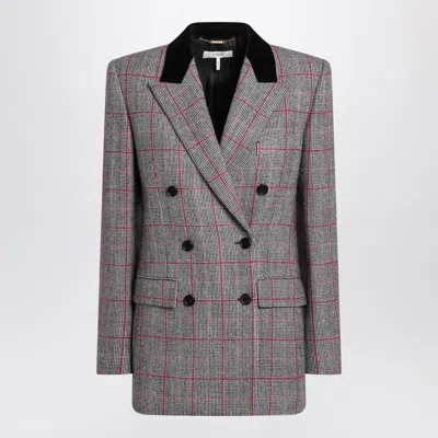 Chloé Black/white Checkered Wool Double-breasted Blazer