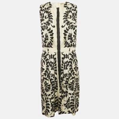 Pre-owned Chloé Black/white Printed Silk Sleeveless Knee-length Dress M