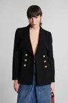 Chloé Double-breasted Virgin Wool Blend Blazer In Black