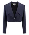 Chloé Tailored Wool Cropped Blazer In Blue