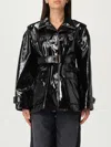 Chloé Chloe Houndstooth-trimmed Coated Linen Trench Coat In Black