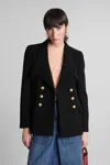 Chloé Double-breasted Virgin Wool Blend Blazer In Black