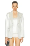 Chloé White Double-breasted Ramie Blazer In Silver Cloud
