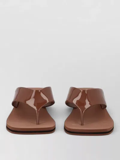 Chloé Block Heel Sandals Glossy Finish Open Toe In Brown