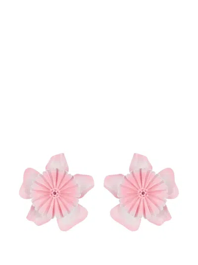 Chloé Bloom Flower-motif Lacquer-coated Earrings In Pink