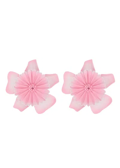 Chloé Chloe Bloom Flower Brass Earrings In Pink