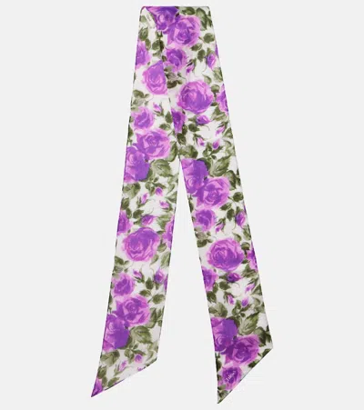 Chloé Bloom花卉真丝围巾 In Purple