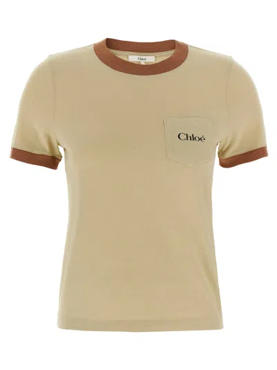 Chloé Blossom Logo T-shirt In Brown