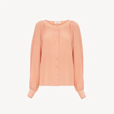Chloé Scoop-neck Blouse In Crêpe De Chine