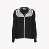 Chloé Blouse À Volants En Crêpe De Chine Et Dentelle Femme Noir Taille 42 100% Soie, Pinctada Maxima, Farm