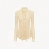 Chloé Blouse Ajustée À Volants En Crépon De Soie Femme Brun Taille 34 100% Soie, Pinctada Maxima, Farmed, In Brown