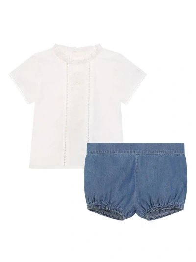 Chloé Babies' Blouse And Shorts Set In White