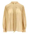 Chloé Silk Shirt With Metallic Stripes And Lurex In Neutral