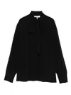 Chloé Pussy Bow-collar Silk Top In Black