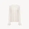 Chloé Blouse Fluide En Crêpe De Chine Et Dentelle In White