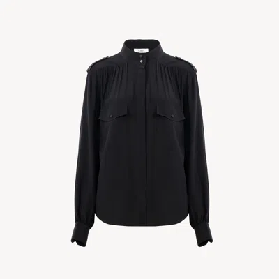 Chloé Gathered Blouse In Crêpe De Chine In Black