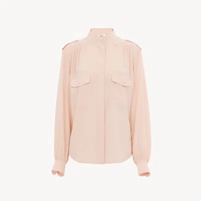Chloé Gathered Blouse In Crêpe De Chine In Pink