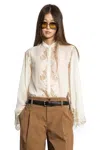 Chloé Fluid Silk Georgette And Lace Blouse In Neutral