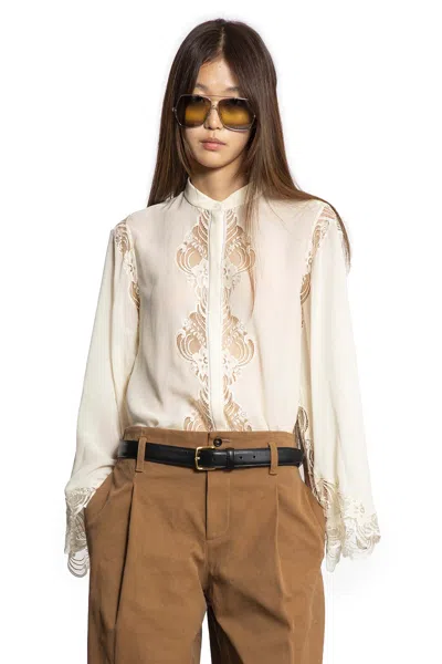CHLOÉ BLOUSE IN GEORGETTE AND LACE