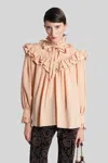 Chloé Oversized Top With Ruffles In Pink