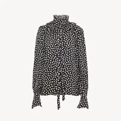 Chloé Tie-front Ruffled Blouse In Silk Jacquard In Multi