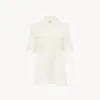 Chloé Blouse Manches Courtes En Crêpe De Chine Femme Blanc Taille 34 100% Soie, Nacre D'australie