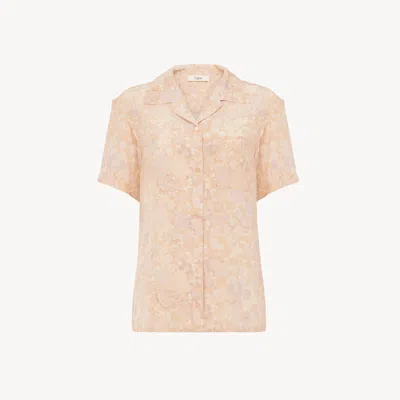 Chloé Short-sleeve Blouse In Crêpe De Chine In Multi