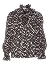 Chloé Women Black Blouse With High Neck And All-over Polka Dot Motif In Silk Woman In Multi