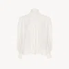Chloé Blouse Oversize À Volants En Soie Jacquard In White