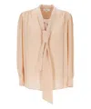 Chloé Scarf-neck Silk Georgette Blouse In Pink