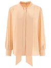 Chloé Sheer Fabric Blouse Drawstring Cuffs In Pink