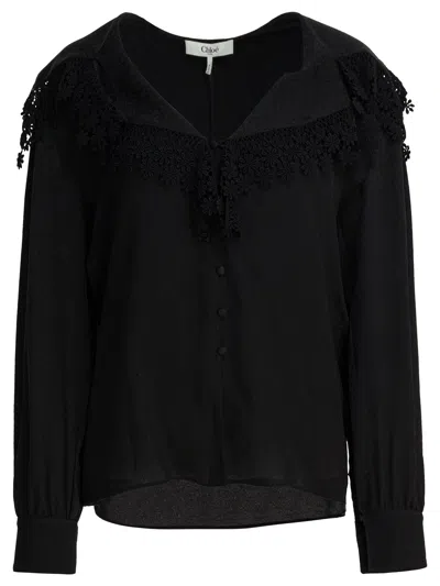 CHLOÉ CHLOÉ BLOUSE WITH LACE COLLAR