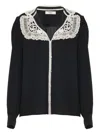 Chloé Blouse With Ruffles In Crepe De Chine And Lace Clothing In Black