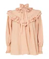 Chloé Women Sand Brown Oversized Ruffle Top In Neutral