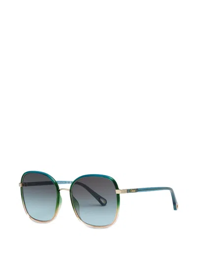 Chloé 渐色效果方框太阳眼镜 In Blue