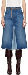 Chloé Blue Bermuda Patchwork Denim Shorts In 476 Dark Night Blue