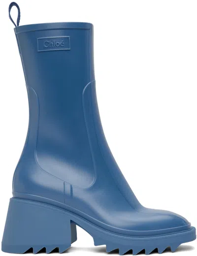 Chloé Blue Betty Boots In 484 Shady Cobalt