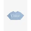 Chloé Kids Logo Cropped Cotton Jersey T-shirt In Blue